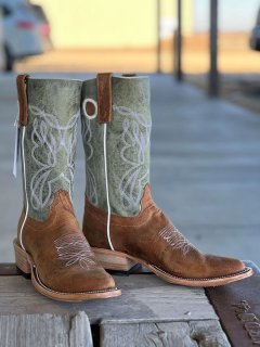 Olathe Europe Free Delivery Dune Rough Rider J Toe Boots - Tan/Green