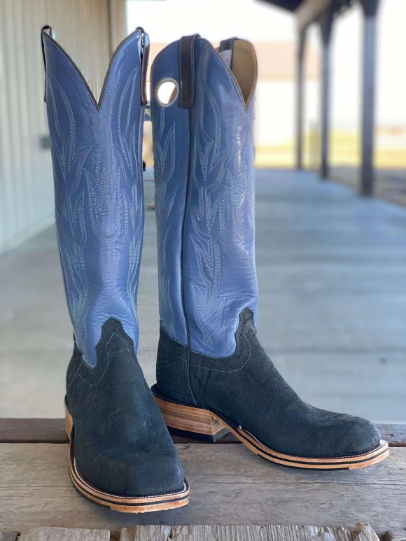 Olathe Europe Free Delivery Dark Grey Buffed Elephant Tall Top Boots - Dark Grey/Blue