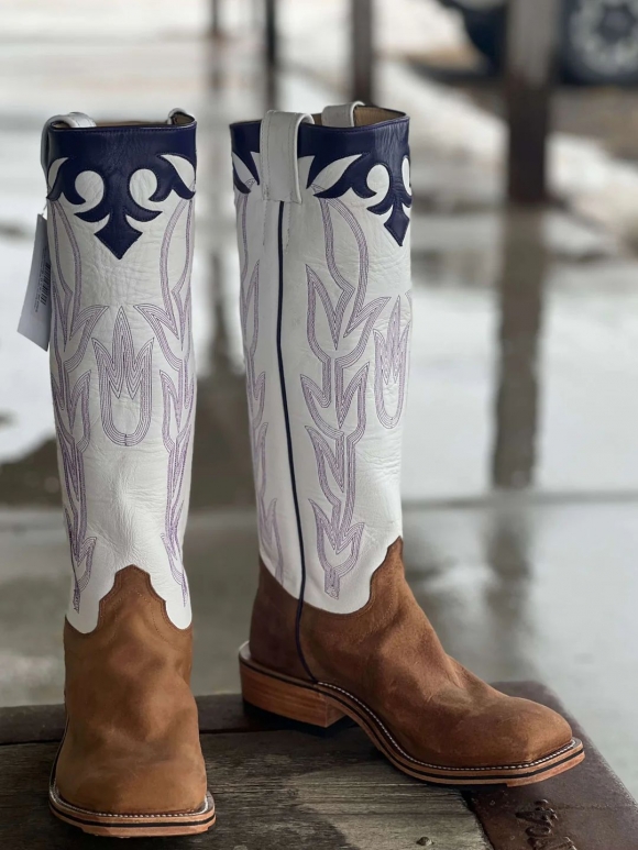 Olathe Europe Free Delivery Dune Rough Rider Stovepipe Boots - Brown/White