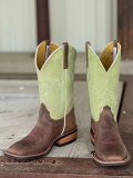 Olathe Europe Free Delivery Sand Angry Elk Lime Sinsation Boots - Brown/Lime Green