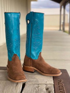 Olathe Europe Free Delivery Brown Oiled Pig Boots - Brown/Turquoise