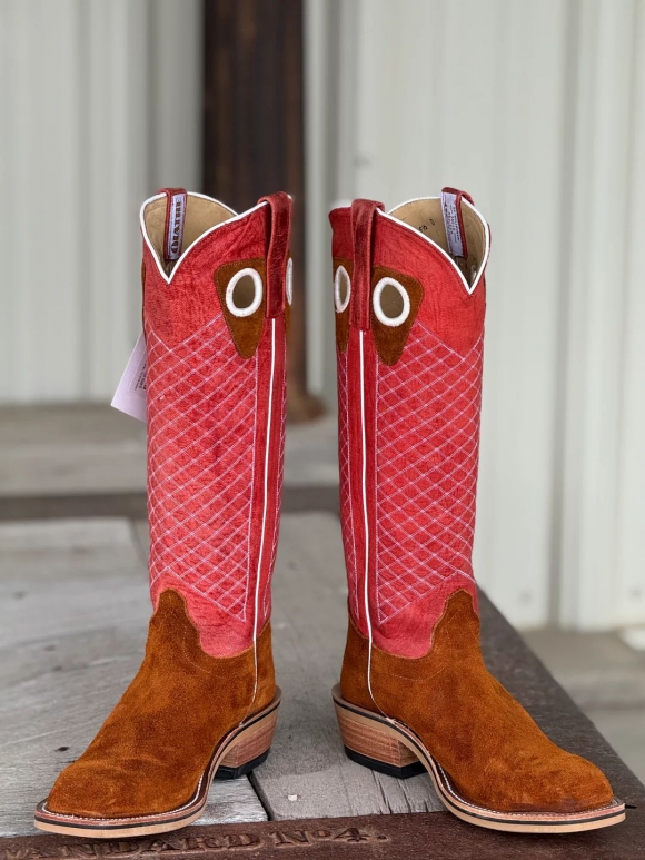 Olathe Europe Free Delivery Rust Crazyhorse Roughout Boots - Rust/Red