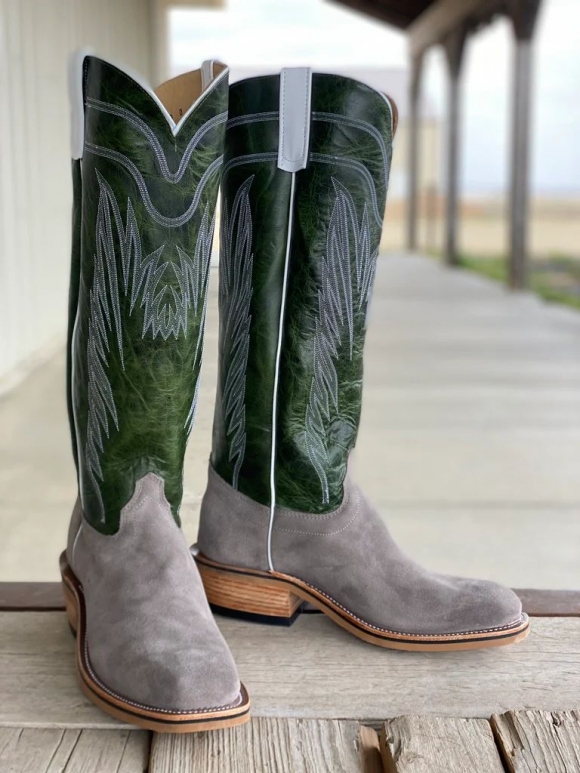 Olathe Europe Free Delivery Smoked Bacon Tall Top Boots - Grey/Green