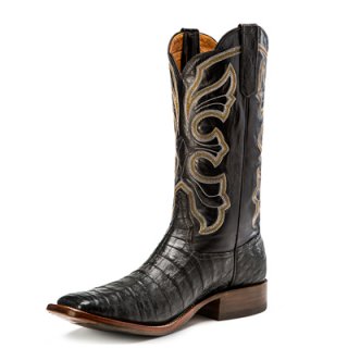 STYLISH OUTLET RIOS BOOTS 13" BLACK CAIMAN BELLY & BLACK CALF R9019