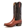 STYLISH OUTLET RIOS BOOTS 13" ALMOND AMERICANO FULL QUILL OSTRICH & BLACK CALF R9022