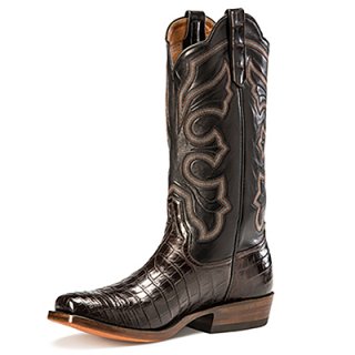 STYLISH OUTLET RIOS BOOTS 13" CHOCOLATE BELLY CROCODILE & BLACK CALF R9016