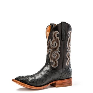 STYLISH OUTLET RIOS BOOTS 11" BLACK FULL QUILL OSTRICH & BLACK CALF R9003