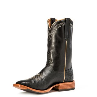 STYLISH OUTLET RIOS BOOTS 11" BLACK SMOOTH OSTRICH & BLACK CALF R9004