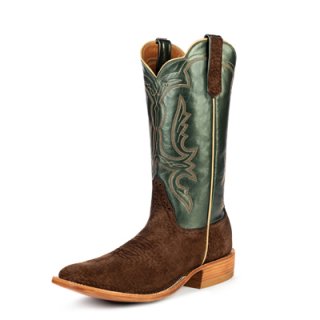 STYLISH OUTLET RIOS BOOTS 13" GREEN VELVER LUSTER KIDSKIN & CAFE CARPINCHO R9029