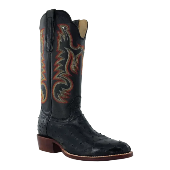 R Watson Quick Ship Men's Full Quill Ostrich Roper 13"- BLACK