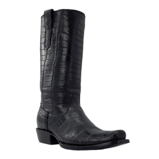 R Watson Quick Ship Men's American Alligator Narrow Square 13"- BLACK