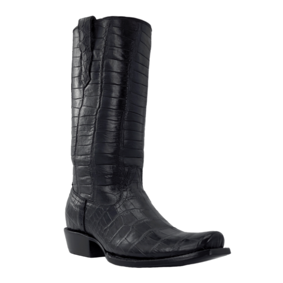 R Watson Quick Ship Men's American Alligator Narrow Square 13"- BLACK