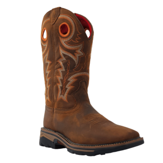 R Watson Quick Ship Men's Cowhide Wide Square 12" Waterproof Work Boot - HAZEL BAY
