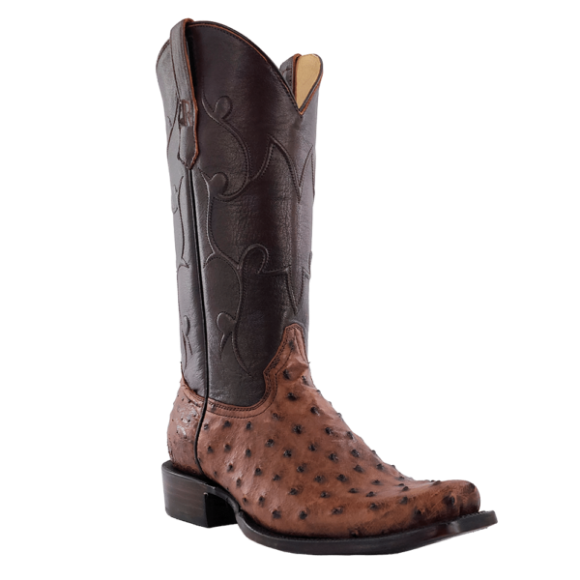 R Watson Quick Ship Men's Full Quill Ostrich Narrow Square 13 - KANGO TABAC BRUCIATO