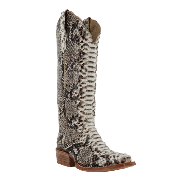R Watson Quick Ship Women's Python Narrow Square 14"- BLACK & WHITE