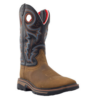 R Watson Quick Ship Men's Buffalo Wide Square 12" Steel Toe/Waterproof Work Boot - COFFEE DISTRESSED