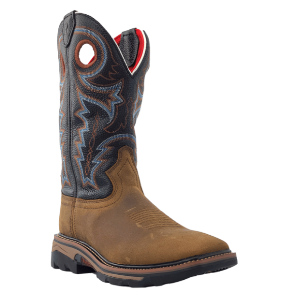 R Watson Quick Ship Men's Buffalo Wide Square 12" Steel Toe/Waterproof Work Boot - COFFEE DISTRESSED
