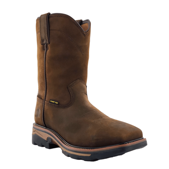 R Watson Quick Ship Men's Cowhide Wide Square 10" Waterproof Work Boot - DARK EARTH