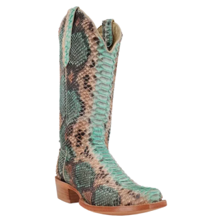 R Watson Quick Ship Women's Python Narrow Square 14"- TEAL & COPPER