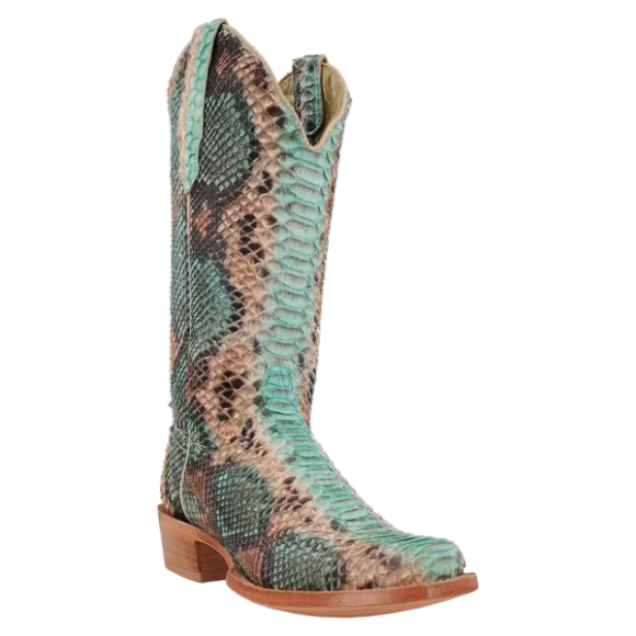 R Watson Quick Ship Women's Python Narrow Square 14"- TEAL & COPPER