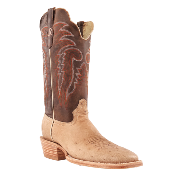 R Watson Quick Ship Men's Smooth Ostrich Wide Square 13"- SAND BRUCIATO