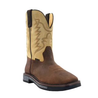R Watson Quick Ship Men's Cowhide Wide Square 11" Steel Toe Work Boot - WALNUT