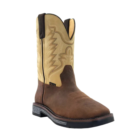R Watson Quick Ship Men's Cowhide Wide Square 11" Steel Toe Work Boot - WALNUT