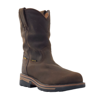 R Watson Quick Ship Men's Cowhide Wide Round 10" Composite Toe / Waterproof Work Boot - DARK EARTH