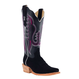 R Watson Quick Ship Women's Roughout Narrow Square 13"- BLACK