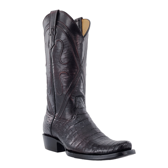 R Watson Quick Ship Men's Caiman Belly Narrow Square 13"- BLACK CHERRY