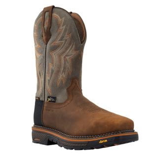 R Watson Quick Ship Men's Cowhide Wide Square 12" Composite Toe / Waterproof Work Boot - HAZEL BAY