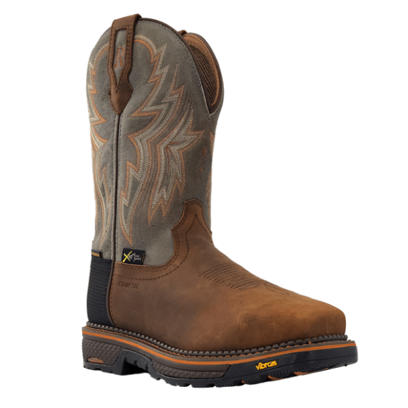 R Watson Quick Ship Men's Cowhide Wide Square 12" Composite Toe / Waterproof Work Boot - HAZEL BAY