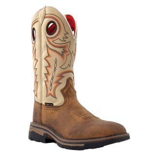 R Watson Quick Ship Men's Buffalo Wide Square 12"Steel Toe Work Boot - CHESNUT DISTRESSED