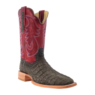 R Watson Quick Ship Men's Nubuck Caiman Belly Wide Square 11"- CHARCOAL