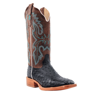 R Watson Quick Ship Women's Full Quill Ostrich Wide Square 13"- BLACK