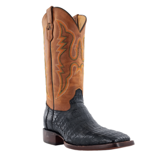 R Watson Quick Ship Men's Caiman Tail Wide Square 13"- BLACK