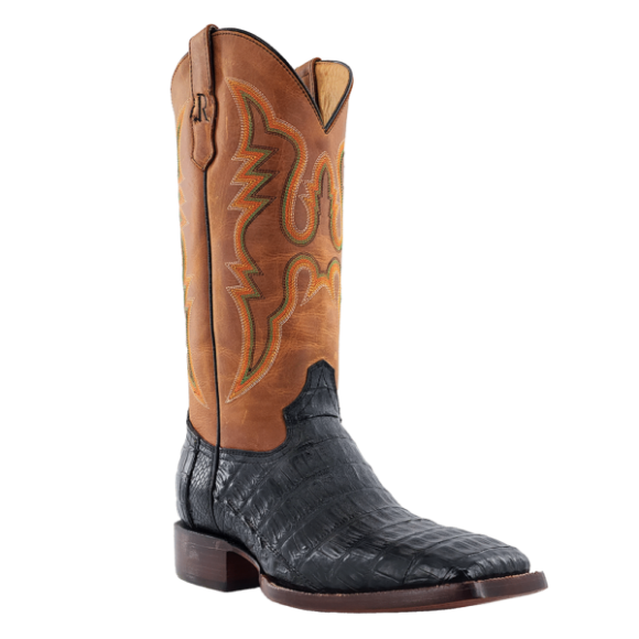R Watson Quick Ship Men's Caiman Tail Wide Square 13"- BLACK