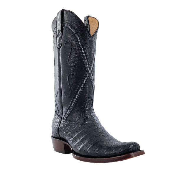 R Watson Quick Ship Men's Caiman Belly Medium Round 13"- BLACK