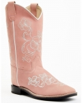 New Arrivals Shyanne Girls' Little Lasy Floral Embroidered Leather Western Boots - Broad Square Toe | Pink