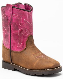 New Arrivals Shyanne Toddler Girls' Lil Lainie Western Boots - Round Toe | Brown/pink