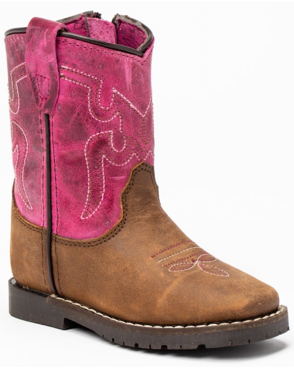 New Arrivals Shyanne Toddler Girls' Lil Lainie Western Boots - Round Toe | Brown/pink