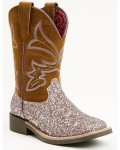New Arrivals Shyanne Girls' Avery Glitter Western Boots - Broad Square Toe | Purple