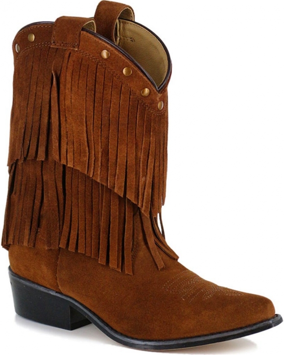 New Arrivals Shyanne Girls' Fringe Snip Toe Western Boots | Brown