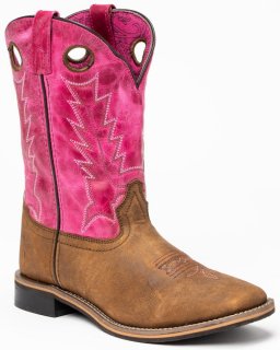 New Arrivals Shyanne Little Girls' Lainie Western Boots - Square Toe | Brown/pink