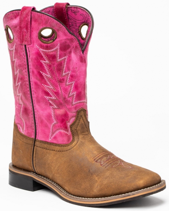New Arrivals Shyanne Little Girls' Lainie Western Boots - Square Toe | Brown/pink