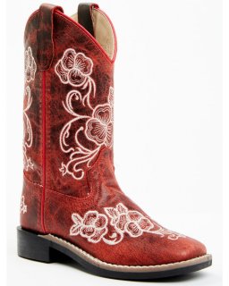 New Arrivals Shyanne Girls' Little Lasy Western Boots - Broad Square Toe | Red