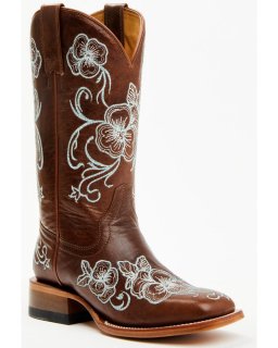 New Arrivals Shyanne Women's Lasy Floral Embroidered Western Boots - Broad Square Toe | Turquoise New Arrivals Shyanne Women's Lasy Floral Embroidered Western Boots - Broad Square Toe | Turquoise