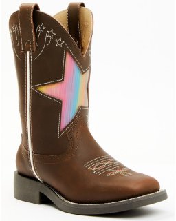 New Arrivals Shyanne Girls' Superstar Western Boots - Broad Square Toe | Brown