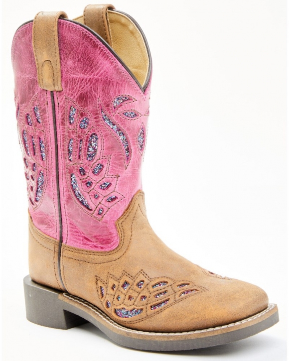 New Arrivals Shyanne Girls' Chloe Glitter Western Boots - Square Toe | Pink