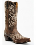 New Arrivals Shyanne Women's Lasy Floral Embroidered Western Boots - Snip Toe | Brown